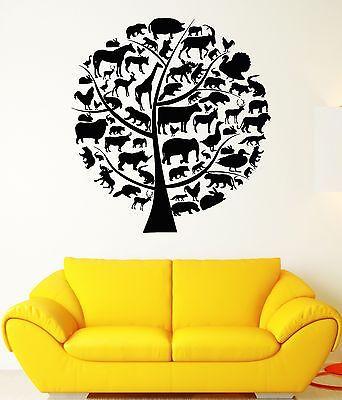 Wall Stickers Tree Animal Nature Elephant Giraffe Mural Vinyl Decal Unique Gift (ig1960)
