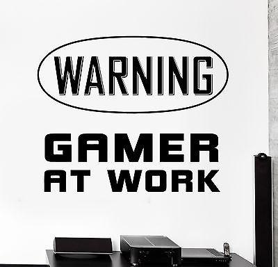 Vinyl Decal Wall Decal Gaming Warning Gamer At Work Sign Unique Gift (z3104)