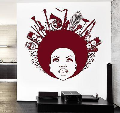 Wall Vinyl Music Black African American Girl Guaranteed Quality Decal Unique Gift (z3514)