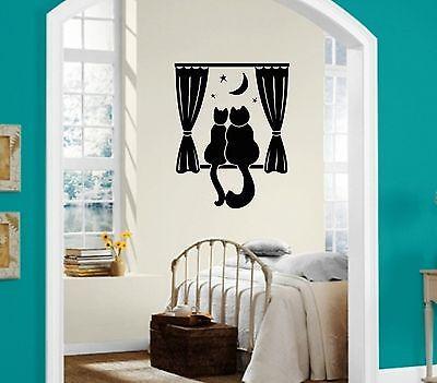 Wall Stickers Vinyl Decal Home Decor Cat Night Romance Unique Gift ig1370