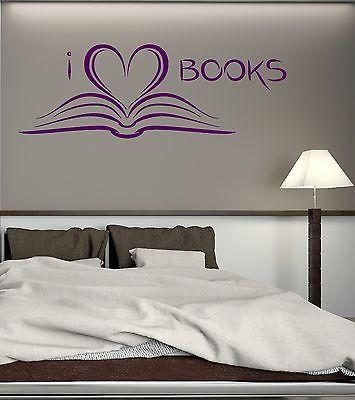 Wall Stickers Book Library Reading Bookworm Bookstore Art Mural Decal Unique Gift (ig2092)