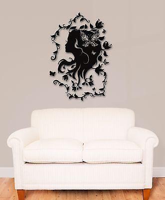 Wall Stickers Vinyl Decal Silhouette of Beautiful Women Flowers Tracery (ig845)