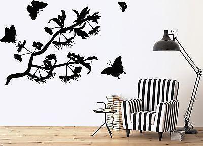 Wall Sticker Vinyl Decal Butterflies Flit Lovely Aroma Flowers Unique Gift (n101)