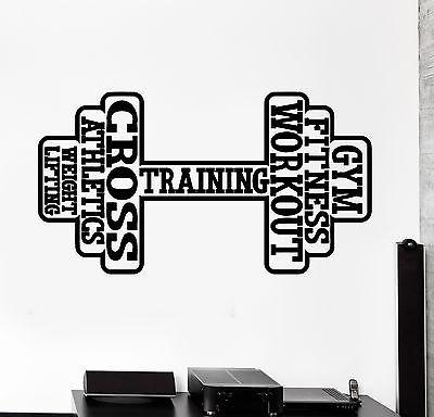 Wall Sticker Sport Fitness Crossfit Bodybuilding Dumbell Athlete Decal ...