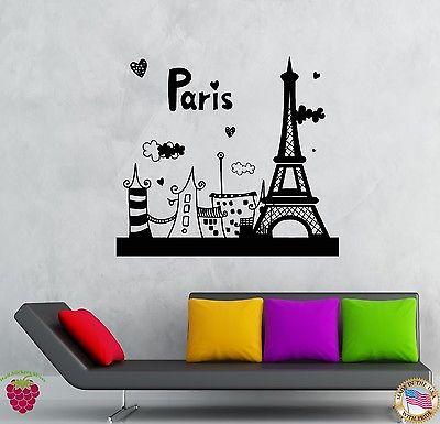 Wall Stickers Vinyl Decal Paris Eiffel Tower France Vacation Summer  Unique Gift (z2092)