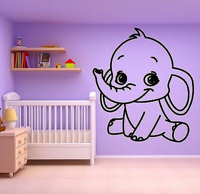 Wall Sticker Vinyl Decal For Kids Room Baby Elephant Nursery Animal Unique Gift (ig647)