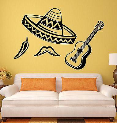 Wall Decal Latin America Sombrero Chile Guitar Vinyl Stickers Art Mural Unique Gift (ig2594)