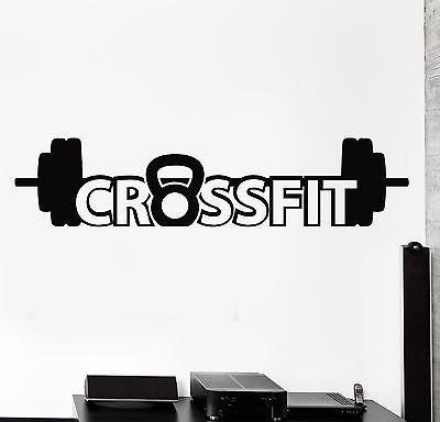 Wall Sticker Sport Crossfit Barbell Dumbell Bodybuilding Vinyl Decal Unique Gift (z2979)