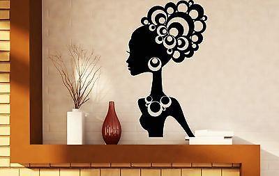 Wall Sticker Vinyl Decal Beautiful Woman Ethnic Hair Jewelry Ornaments Unique Gift (n047)