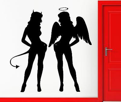 Sexy Naked Girls Angel And Demon Decor Wall Stickers Vinyl Decal  (z2249)