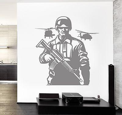 Wall Vinyl Army Soldier Helicopter Rifle Guaranteed Quality Decal Unique Gift (z3464)
