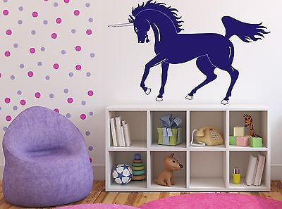 Wall Sticker Vinyl Decal Unicorn Beautiful Horse Mane Powerful Tail and Hooves Unique Gift (n145)