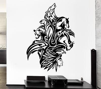 Wall Decal Animals Art Mix Bear Wolf Horse Bird Panther Vinyl Stickers Unique Gift (ed265)