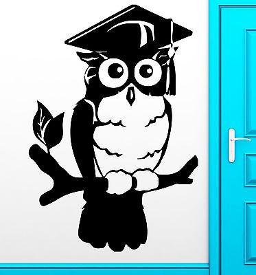 Wall Sticker Owl Birds Smart Wise College Graduation Decor Living Room Unique Gift (z2528)