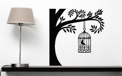 Wall Stickers Vinyl Decal Tree Branch Cage Bird Sings Nightingale Unique Gift (n165)