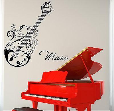 Wall Vinyl Music Guitar Flower Ornament Guaranteed Quality Decal Unique Gift (z3508)
