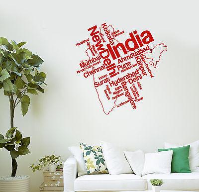 Wall Stickers Vinyl Decal India Map New Delhi Map Country Travel Uniqu ...