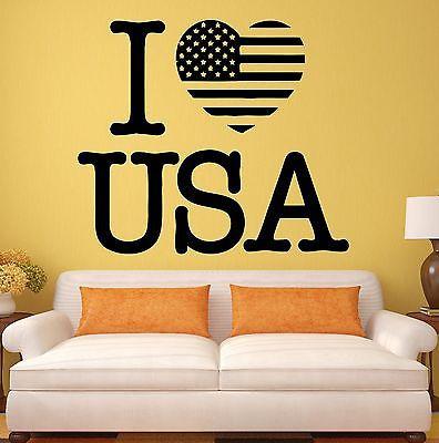 USA Wall Stickers Decal I Love United States Patriot Flag Decor for Room Unique Gift (ig474)