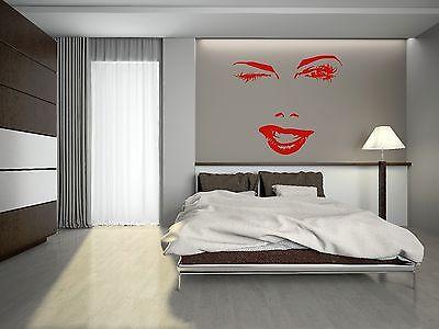 Wall Stickers Vinyl Decal Beautiful Woman Face Winks Sexy Lips Girl Unique Gift (ig1604)