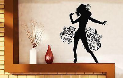 Wall Vinyl Sticker Decal Girl Dancing Vortex Hair Skirt Flower Decor Unique Gift (n144)