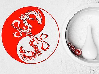 Wall Vinyl Sticker Yin Yang Dragons Circle Meditation Yoga Studio Decor Unique Gift (z2902)