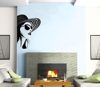 Wall Sticker Vinyl Decal Beautiful Girl in Hat Fashion Style Glasses Unique Gift ig1267