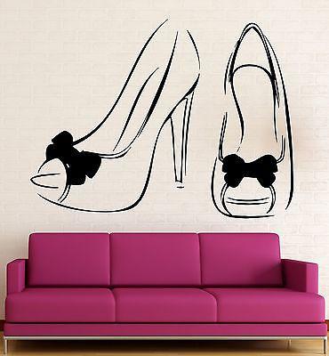 Wall Stickers Shoes for Women Girls Fashion Style Vinyl Decal Unique Gift (ig2436)