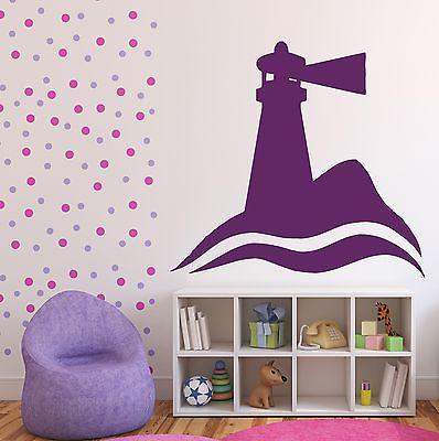 Wall Vinyl Sticker Coast Lighthouse Ships Floating Sea Beacon Decor Unique Gift (n328)