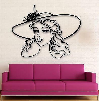 Wall Stickers Vinyl Decal Beautiful Sexy Woman Girl Fashion Hat Unique Gift (ig727)