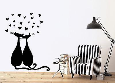 Wall Vinyl Sticker Decal Romantic Love Cats Heart Hugs Decor Unique Gift (n105)