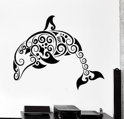 Wall Decal Dolphin Ocean Marine Sea Ornament Tribal Mural Vinyl Decal Unique Gift (z3302)
