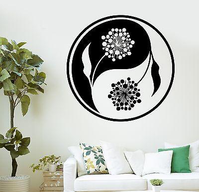 Wall Sticker Buddha Yin Yang Floral Flower Yoga Mandala Vinyl Decal Unique Gift (z2898)