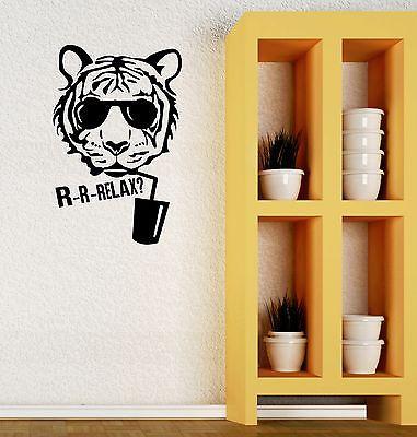 Tiger Cocktail Bar Nightclub Relax Wall Sticker Vinyl Decal Unique Gift (ig2075)