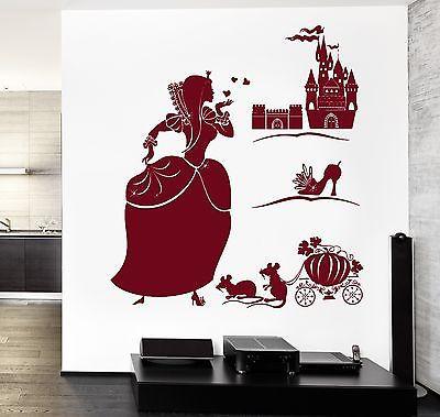 Wall Decal Girl Cinderella Castle Shoe Fairy Tale Vinyl Sticker Unique Gift (z3607)