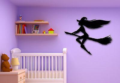 Wall Stickers Vinyl Decal Witch Girl Flying Broom Sorcery Kids Room (ig853)