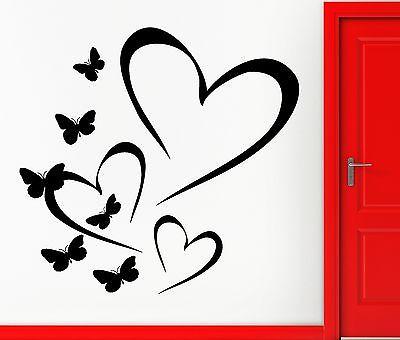 Wall Sticker Vinyl Decal Heart And Butterfly Love Romantic Decor Bedroom Unique Gift (z1111)