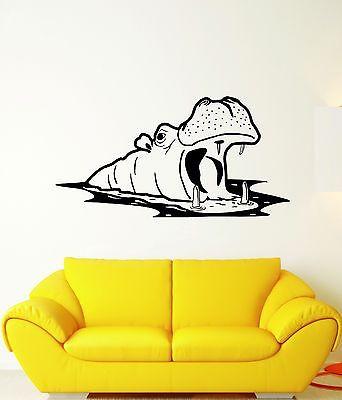 Wall Stickers Vinyl Decal Hippo Animal Nursery Africa For Kids Room Unique Gift (ig1639)