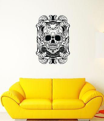 Wall Decal Skull Pattern Character Head Death Banner Vinyl Stickers Unique Gift (ed019)