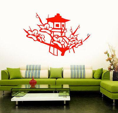 Wall Stickers Vinyl Decal Sakura Oriental Pagoda Japan Home Decor (ig1349)