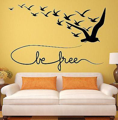 Wall Decal Be Free Birds Coolest Room Decor Vinyl Stickers Art Mural Unique Gift (ig2543)