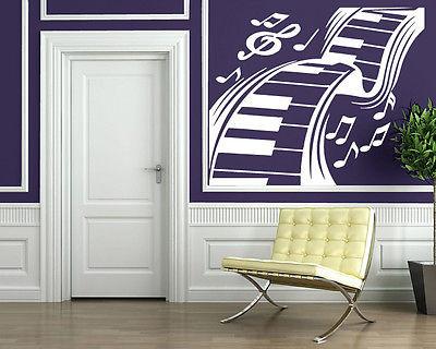 Wall Vinyl Sticker Decal Music Keyboard Keys Music Notes Treble Clef Unique Gift (n193)