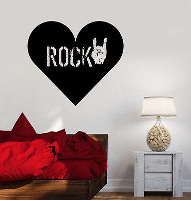 Wall Vinyl Music Rock Heart Love Guaranteed Quality Decal Unique Gift (z3499)