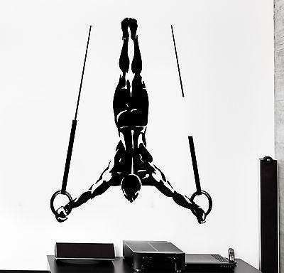 Wall Sticker Sport Muscle Man Gymnastic Rings Vinyl Decal Unique Gift (z3073)