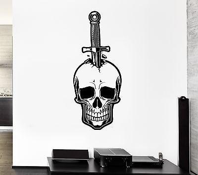 Wall Decal Skull Knife Dagger Death Fear Skeleton Mural Vinyl Stickers Unique Gift (ed033)