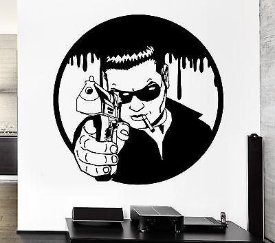 Wall Sticker Mafia Man With Gun Killer Gunman Gangster Pop Art Unique Gift (z2598)