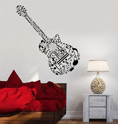 Wall Vinyl Music Guitar Made Of Notes Guaranteed Quality Decal Unique Gift (z3531)