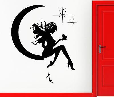 Wall Sticker Vinyl Decal Girl Fairy Moon Star Dreams Teen Decor  Unique Gift (z1082)