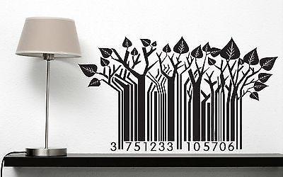 Wall Sticker Vinyl Barcode Symbol Green Trees Take Care of Nature's Call Unique Gift (n200)