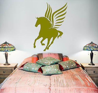 Wall Vinyl Fairytale Horse Wings Pegasus Mural Vinyl Decal Unique Gift (z3380)
