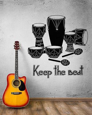 Wall Decal Music Art Drum Rhythm Africa oncert Mural Vinyl Stickers ...